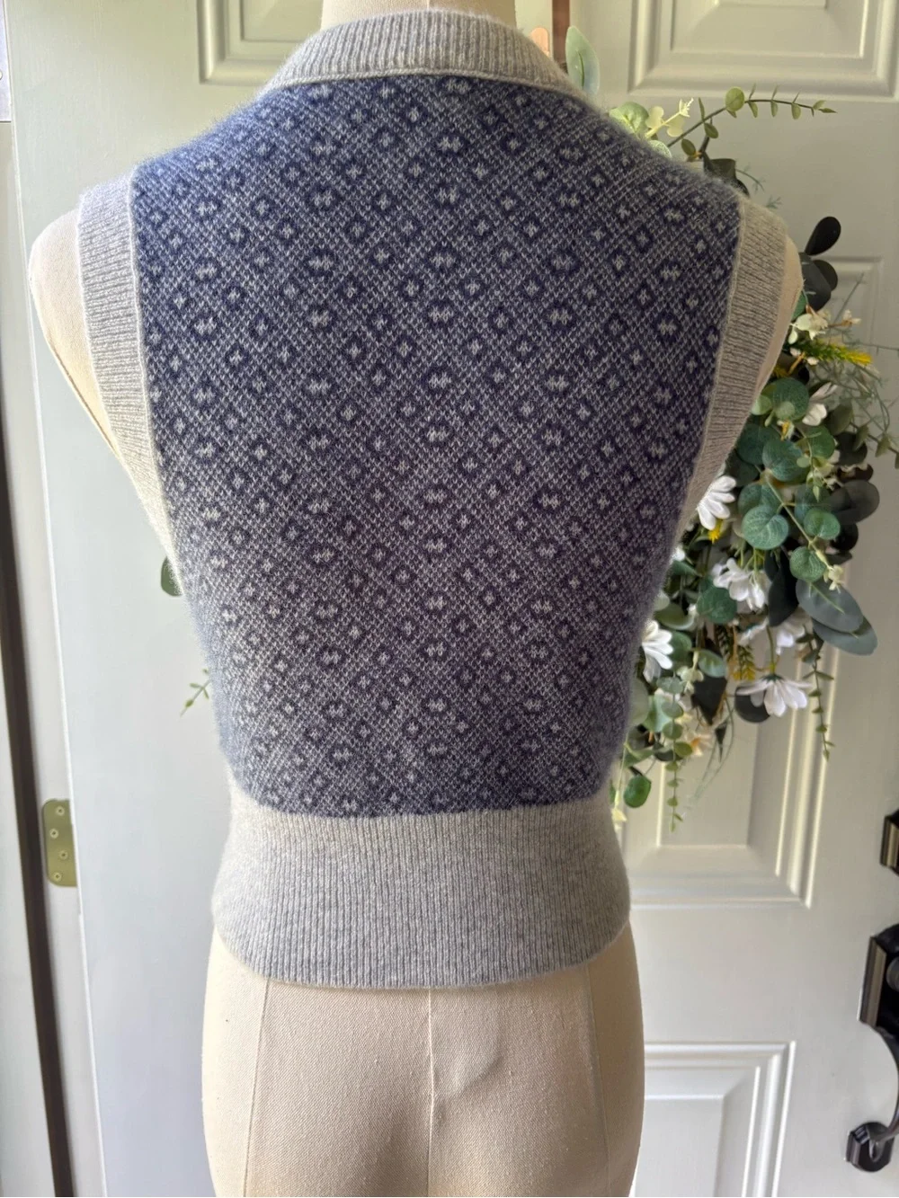 Free People 100% Cashmere Blue and Gray Sleeveless Knit Vest